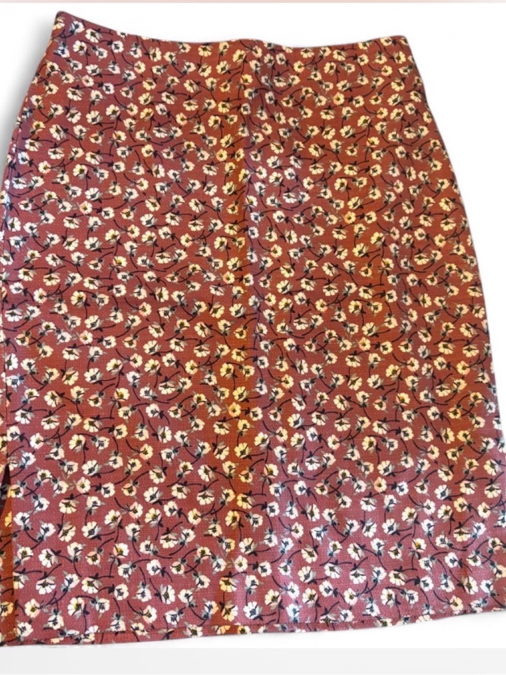 LOFT Rust Floral Pencil Skirt